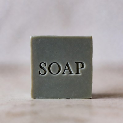 Gray Soap Bar with Embossed Text