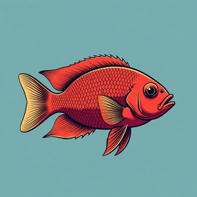 Red Angelfish Illustration