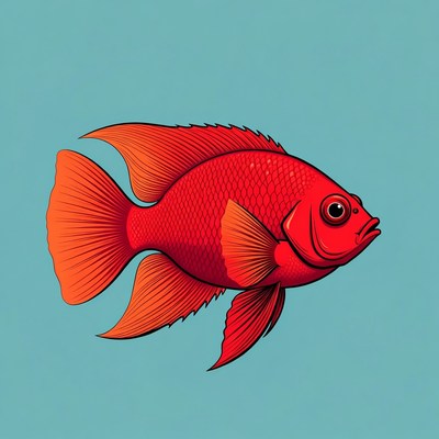 Red Cichlid Fish Illustration
