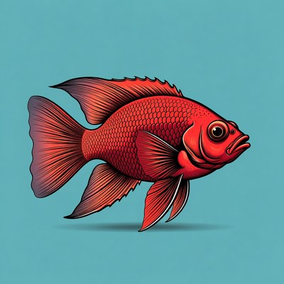 Red Cichlid Fish Illustration