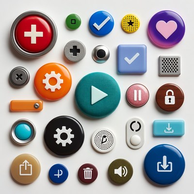 Colorful UI Buttons on White Background