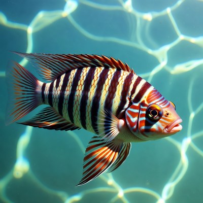 Colorful Striped Fish Underwater