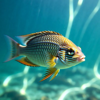 Colorful Striped Fish Underwater