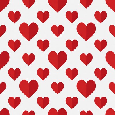 Red Hearts Pattern on White
