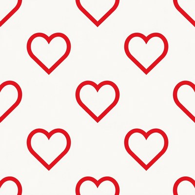 Red Outline Hearts Pattern