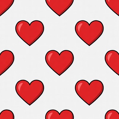 Red Hearts Pattern on White
