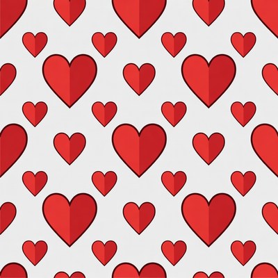 Red Hearts Seamless Pattern