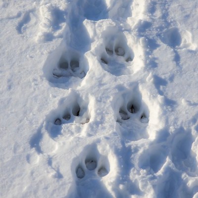 Bear Paw Prints in Snow