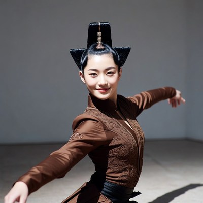 Asian woman in traditional hanfu pose