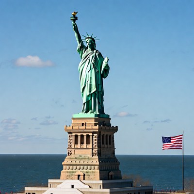 Statue of Liberty with American Flag