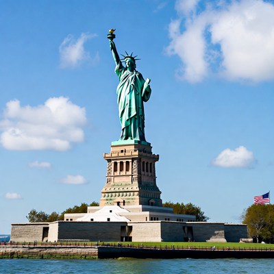 Statue of Liberty with American Flag
