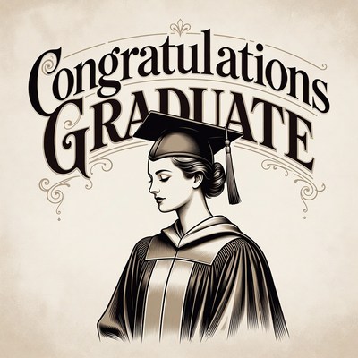 Woman in Graduation Gown and Cap