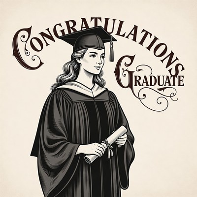Woman in Graduation Gown Holding Diploma