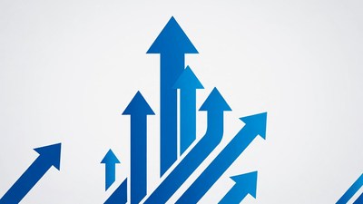 Blue upward arrows illustration