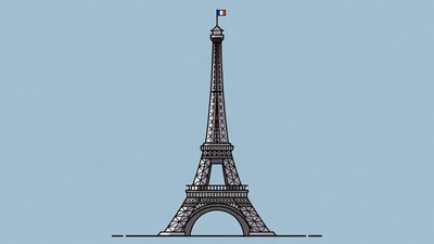 Eiffel Tower with French Flag