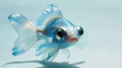 Blue Goldfish on Blue Background