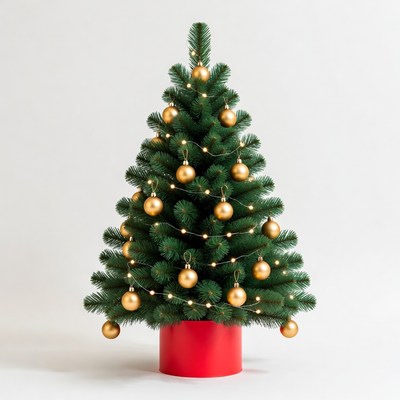 Christmas tree with gold ornaments