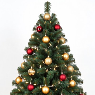 Christmas tree with red and gold ornaments