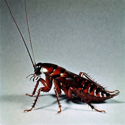 Red Cockroach on Gray Background