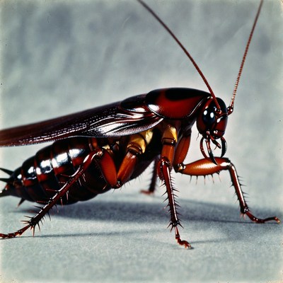 American Cockroach on Gray Background