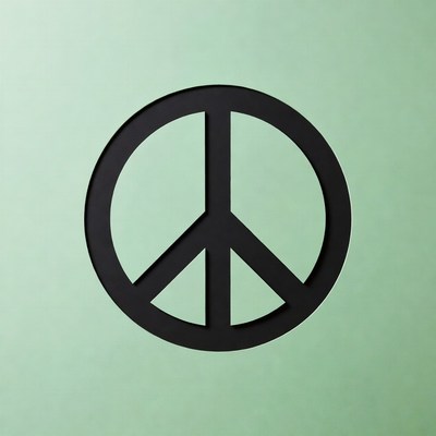 Black peace symbol on green background