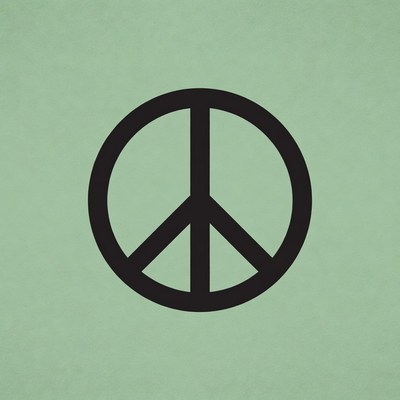 Black Peace Symbol on Green Background