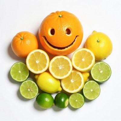 Smiling Orange with Lemes and Limes