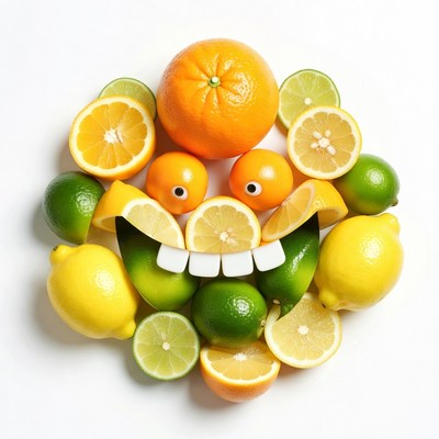 Funny Citrus Fruits Smiley Face