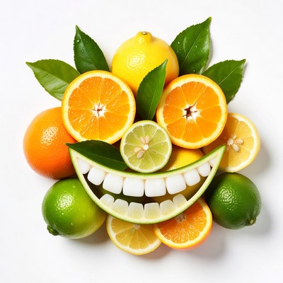 Fruits arranged as smiling face