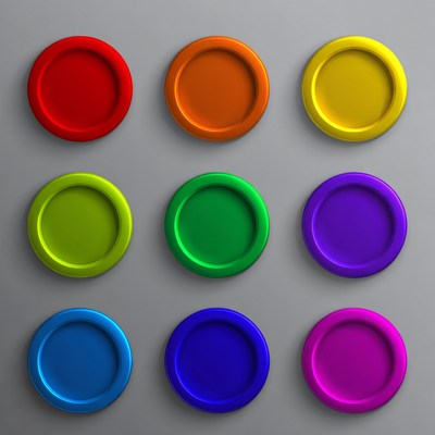 Nine Bright Colored Circles