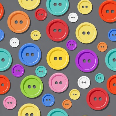 Colorful Buttons Scattered on Gray Background