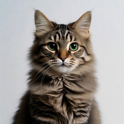 Tabby cat with green eyes