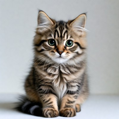 Cute tabby kitten sitting
