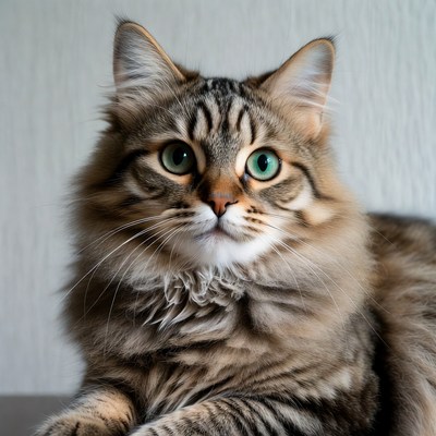 Tabby cat with green eyes