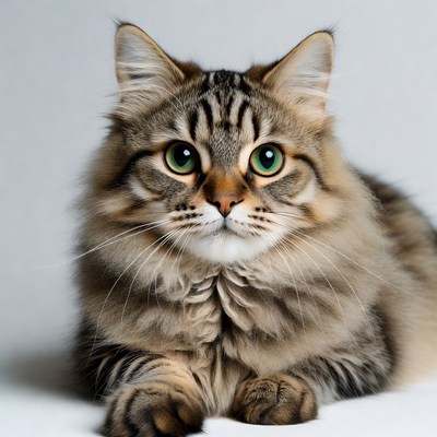 Tabby cat with green eyes