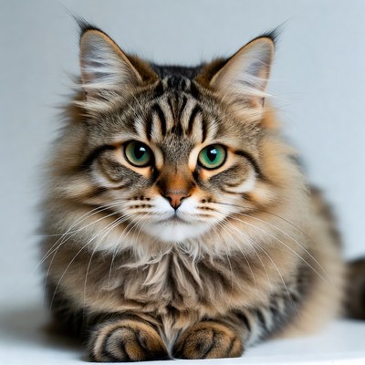 Closeup of tabby cat with green eyes