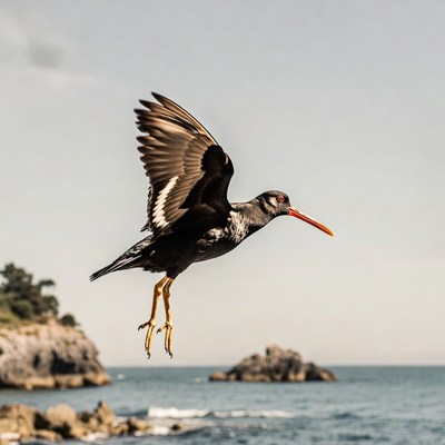Black-winged Stilt Flying over Coast