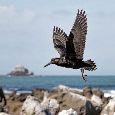 Black-winged Stilt Flying Over Beach