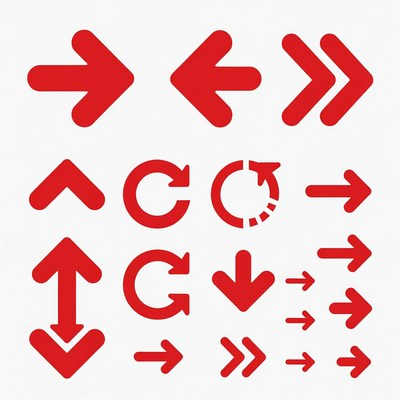 Red Arrow Icons Set