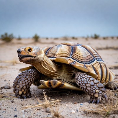 Radiated Tortoise on Sandy Ground