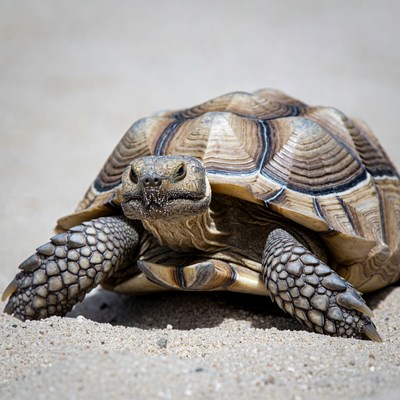Sulcata Tortoise on Sand