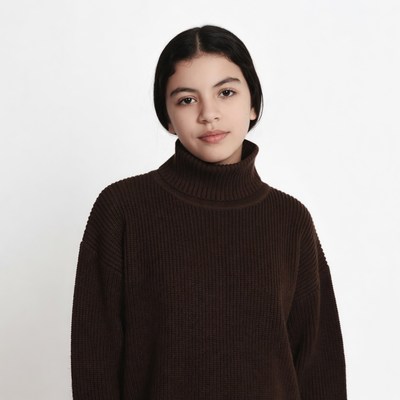 Latina teen in brown turtleneck sweater