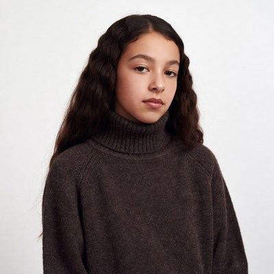 Girl in brown turtleneck sweater