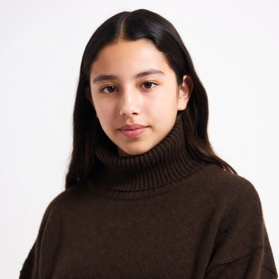 Latina teen girl in brown turtleneck