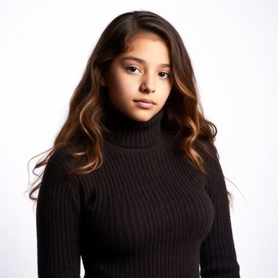 Latino girl in black turtleneck