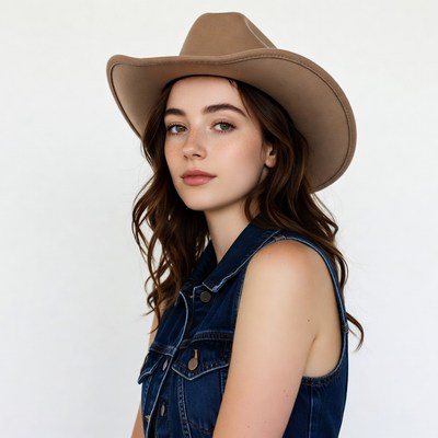 Woman wearing cowboy hat and vest