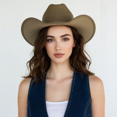 Woman wearing cowboy hat