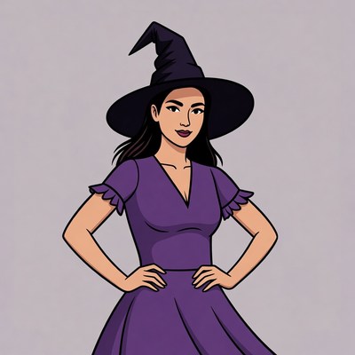 Asian woman in witch costume