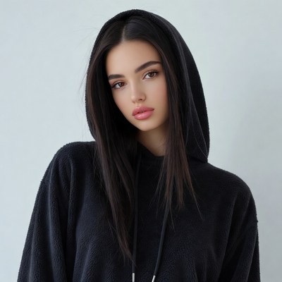 Woman in black hoodie