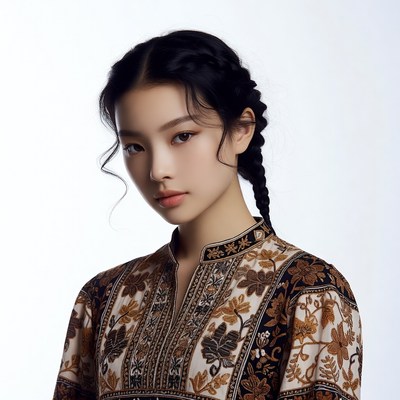 Asian woman in batik dress